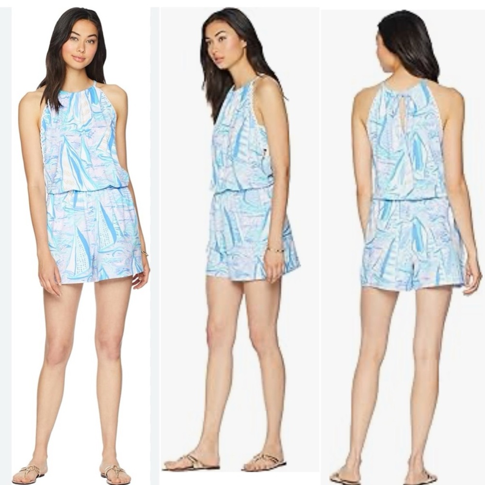 Lilly Pulitzer - Gianni Romper - Light Lilac Verbena - Aboat Time - BNWT